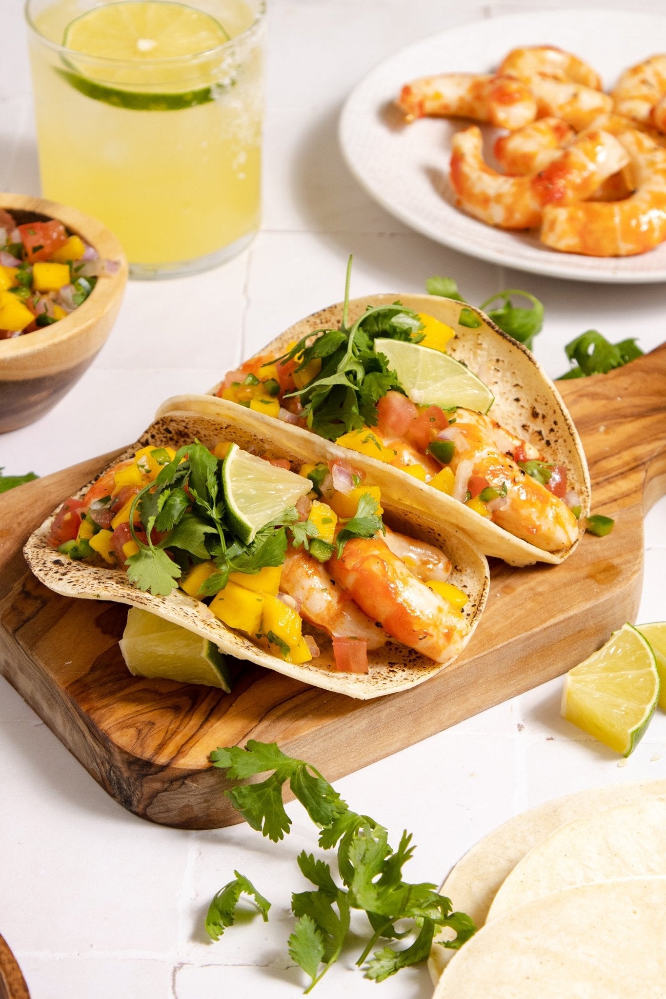 Shrimp Tacos with Mango Pico De Gallo - Beleaf Vegan