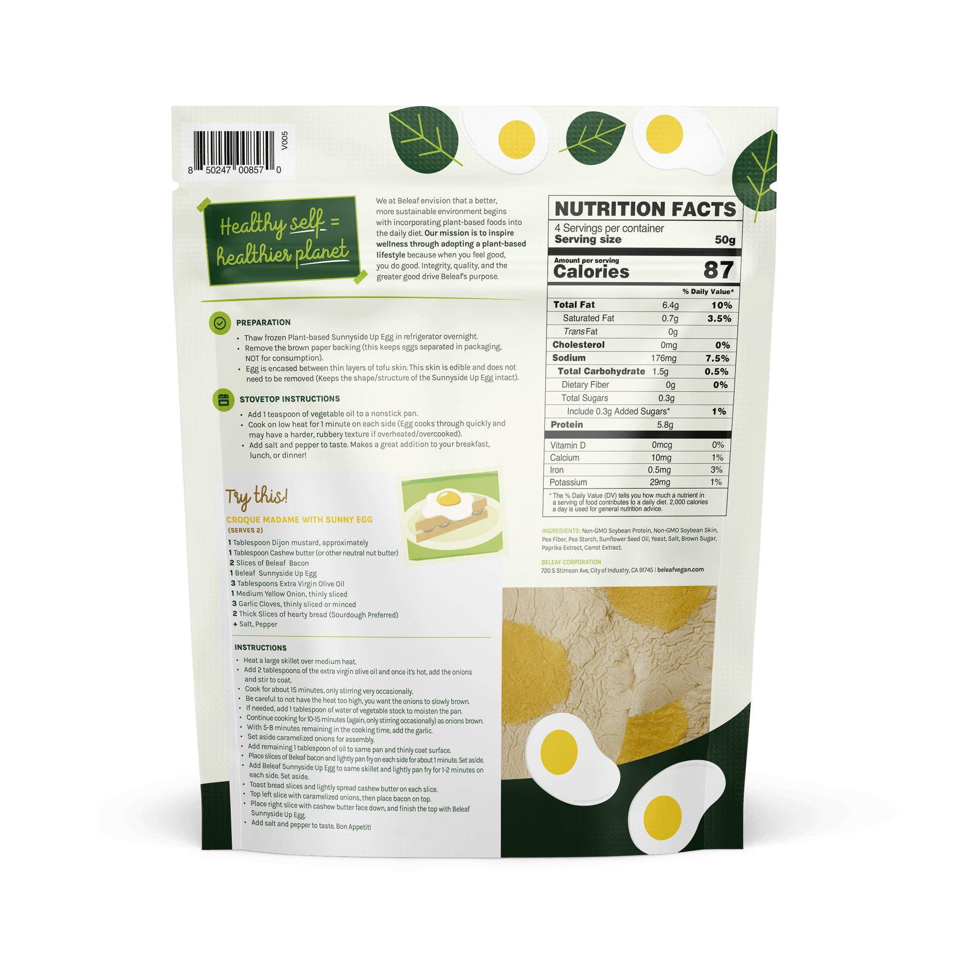 Beleaf Plant - based Egg, 7 Ounce - Beleaf Vegan