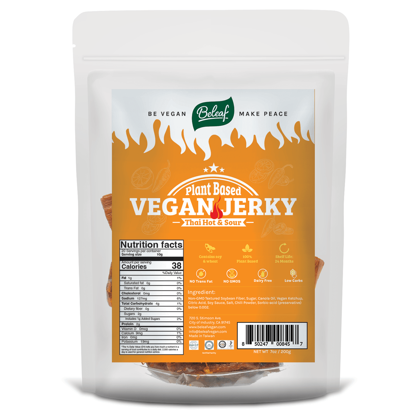 Beleaf Plant - Based Jerky: Thai Hot&Sour - Foodservice - Beleaf Vegan