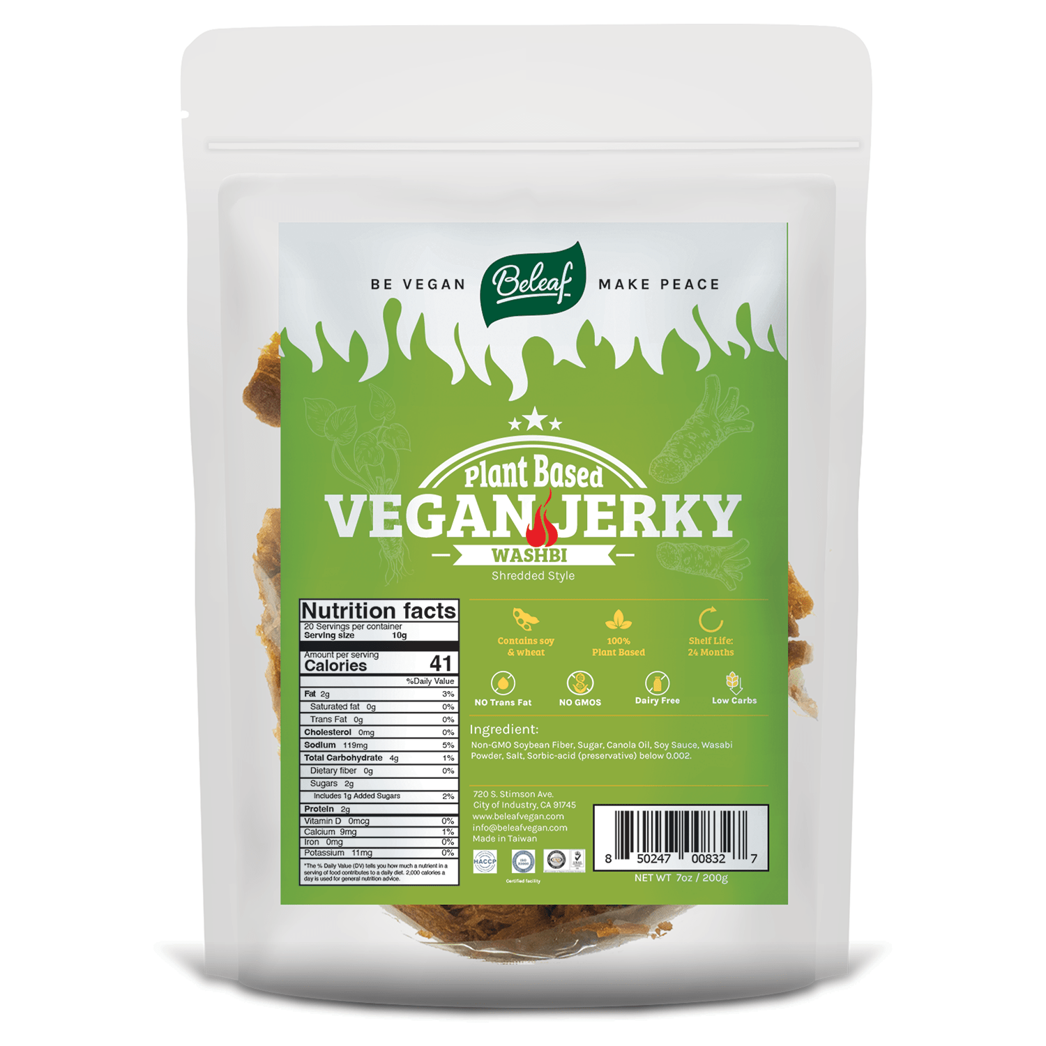 Beleaf Plant - Based Jerky: Wasabi - Foodservice - Beleaf Vegan