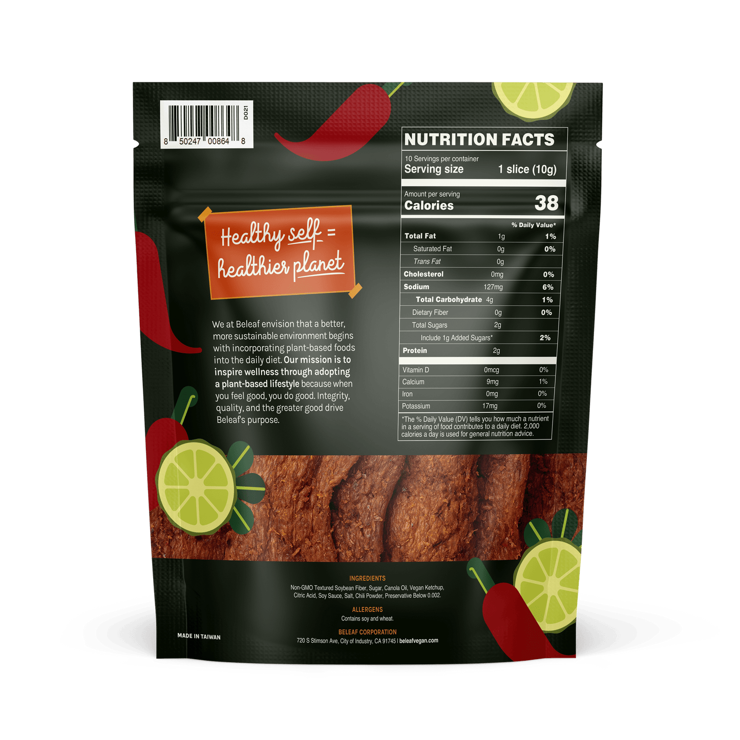 Beleaf Plant - based Thai Hot & Sour Jerky, 3.5 Ounce - Beleaf Vegan