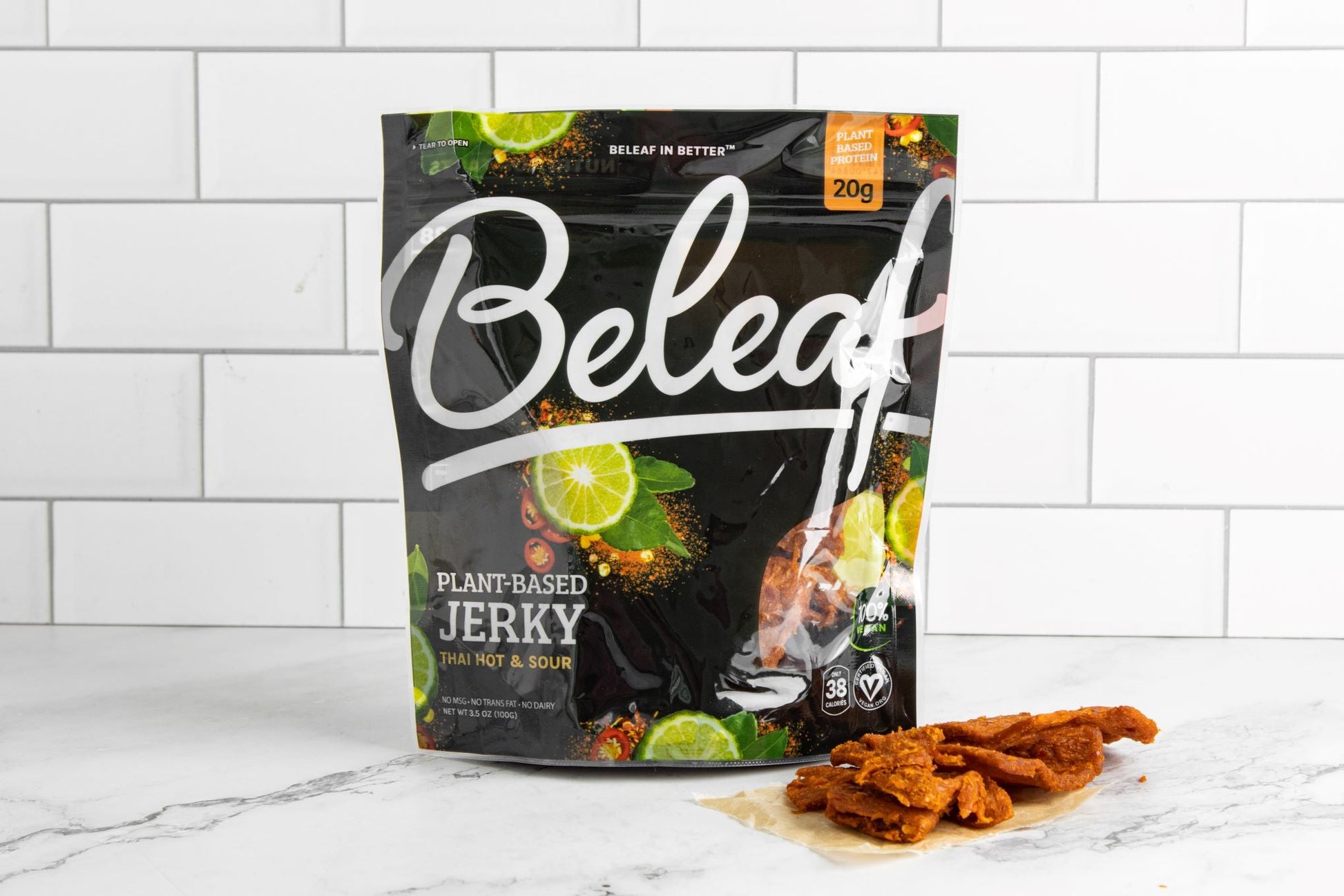 Beleaf Plant - based Thai Hot & Sour Jerky, 3.5 Ounce - Beleaf Vegan