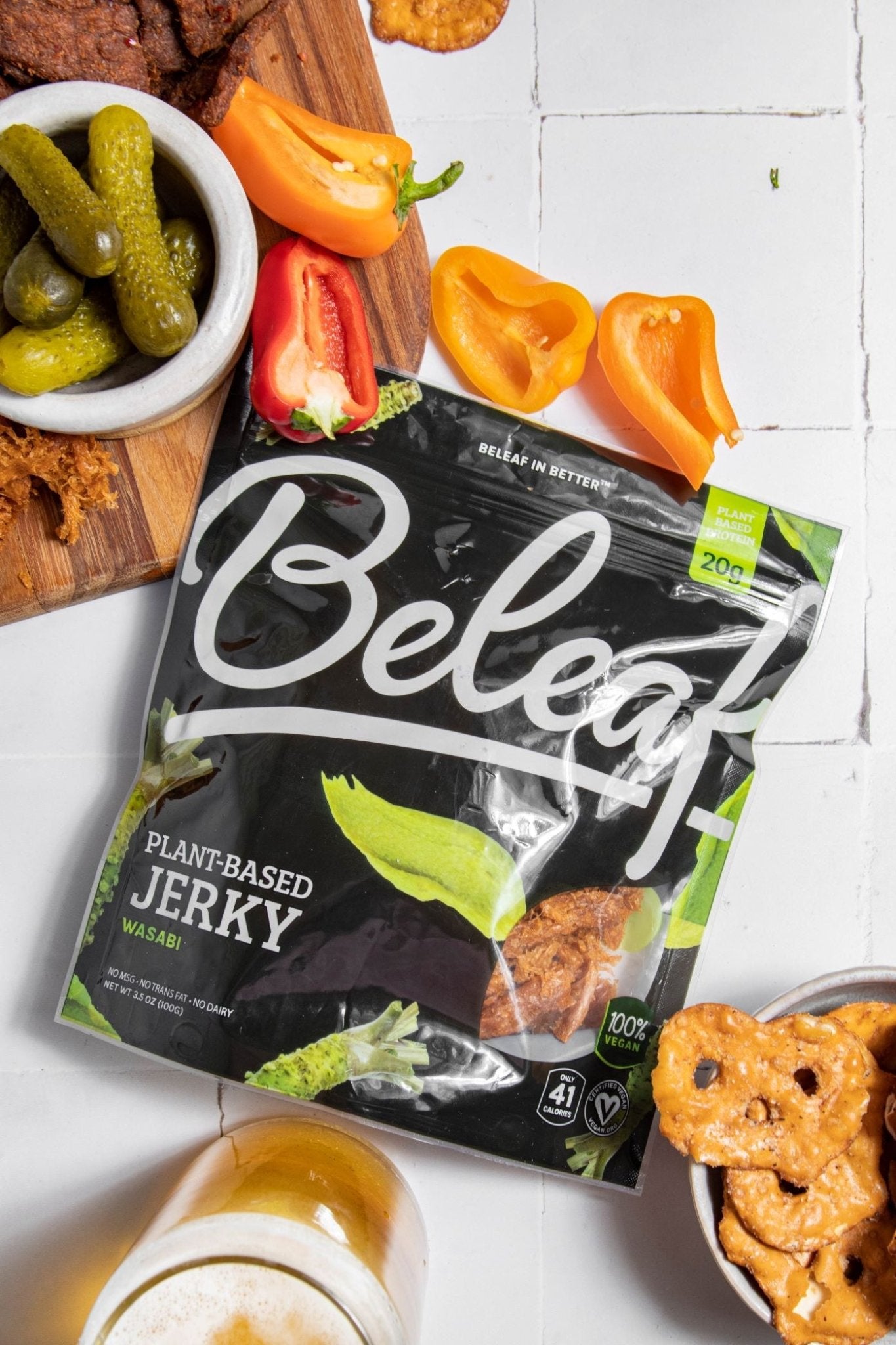 Beleaf Plant - based Wasabi Jerky, 3.5 Ounce - Beleaf Vegan