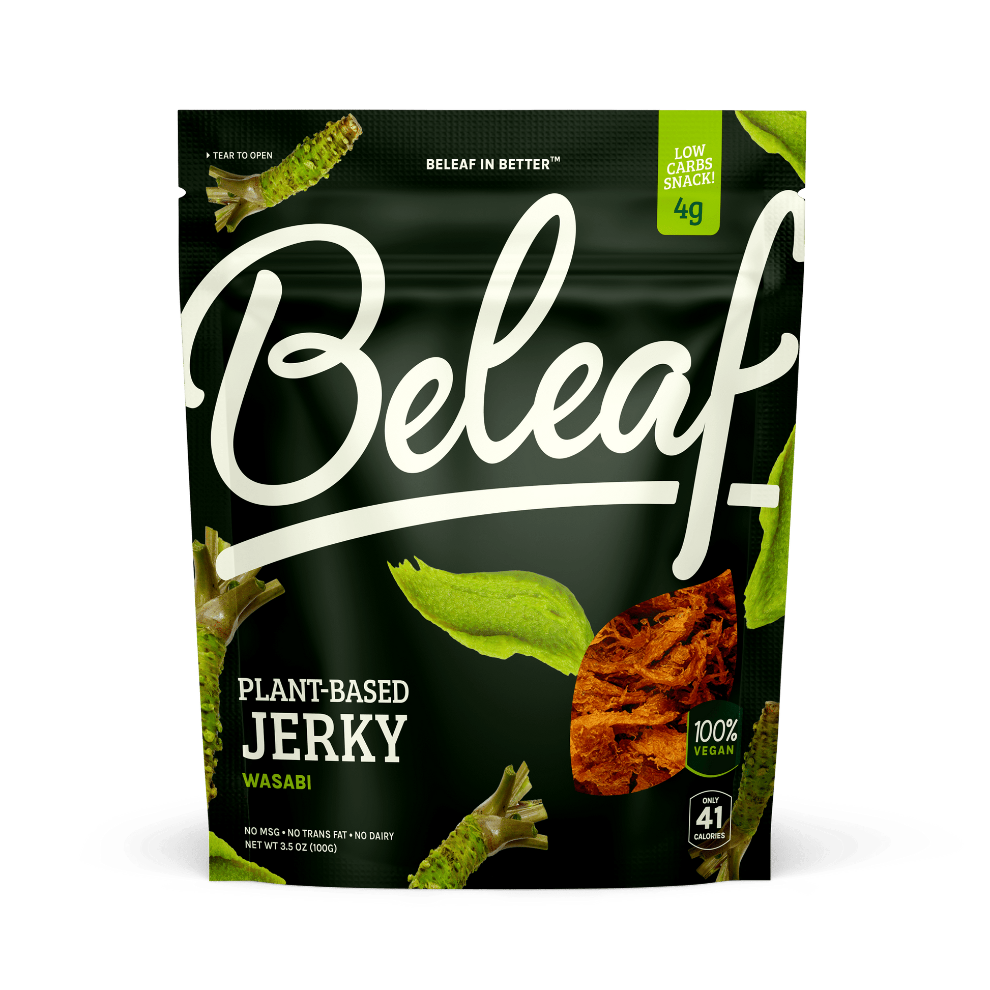 Beleaf Plant-based Wasabi Jerky, 3.5 Ounce